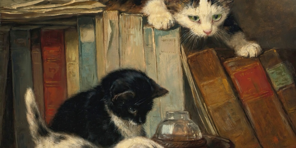 Painting Watching the Prey by Henriette Ronner-Knip