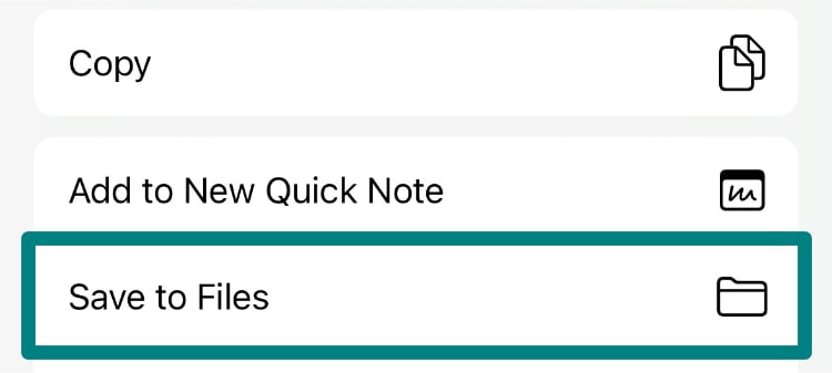 Tap Save to Files.